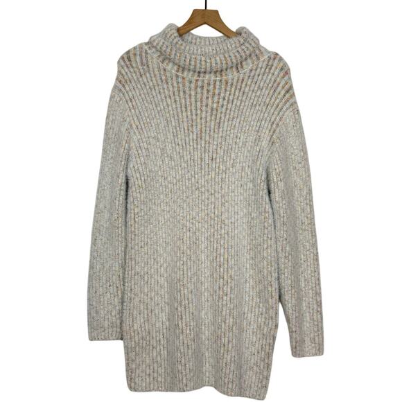 Lulus Sweet Whispers Sweater Dress Med Ivory Turtleneck Soft Cozy Eyelash Knit - Picture 2 of 11